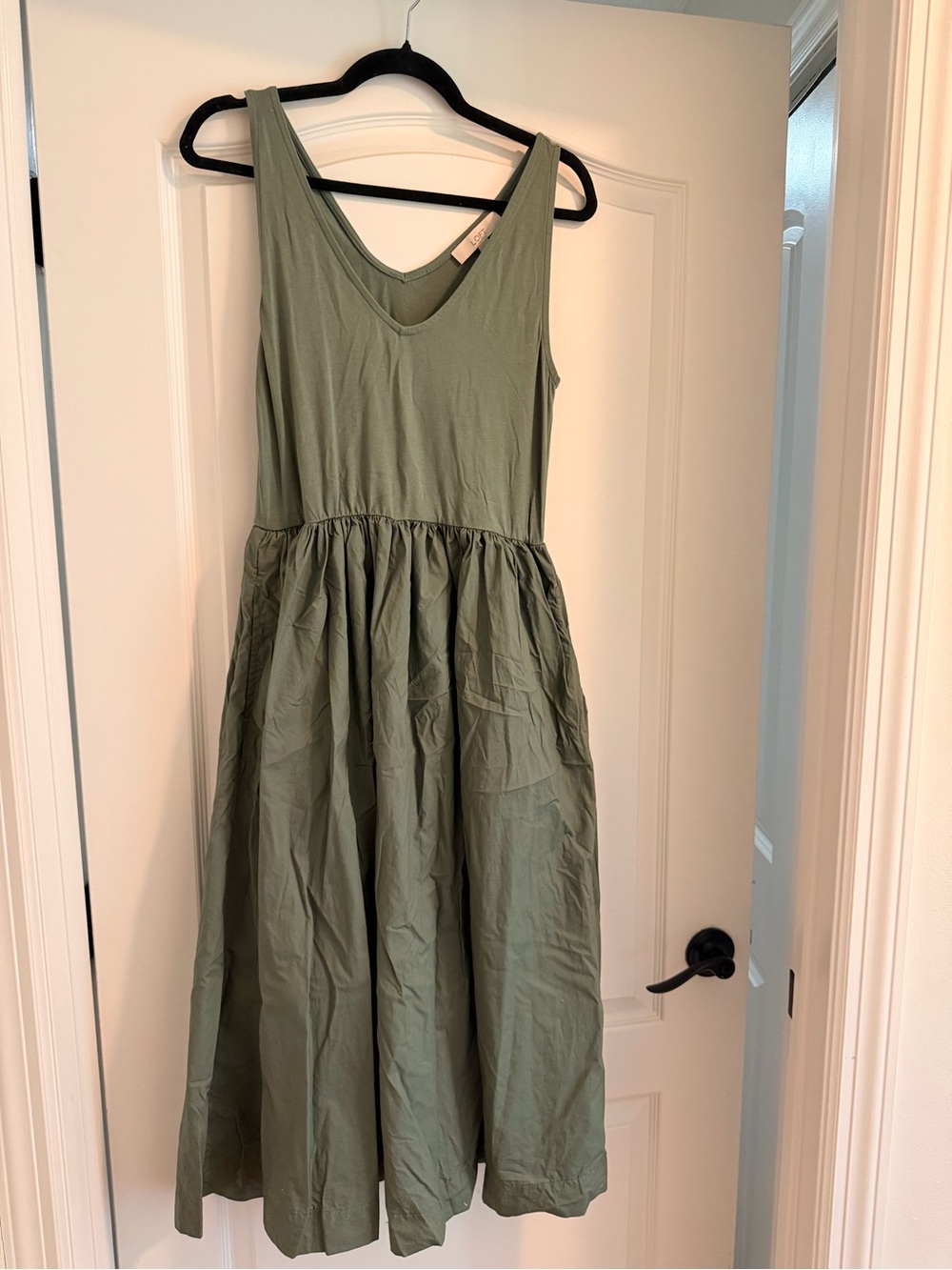 LOFT Sage Green V-Neck Sleeveless Dress